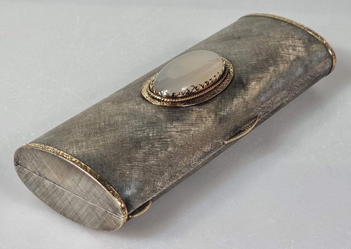 Antique Belgian Art Deco Powder Compact In Silver / Gold Plated By Le Lorrain – 0.925-photo-3