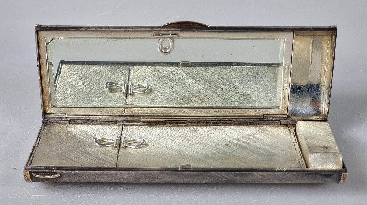 Antique Belgian Art Deco Powder Compact In Silver / Gold Plated By Le Lorrain – 0.925-photo-1