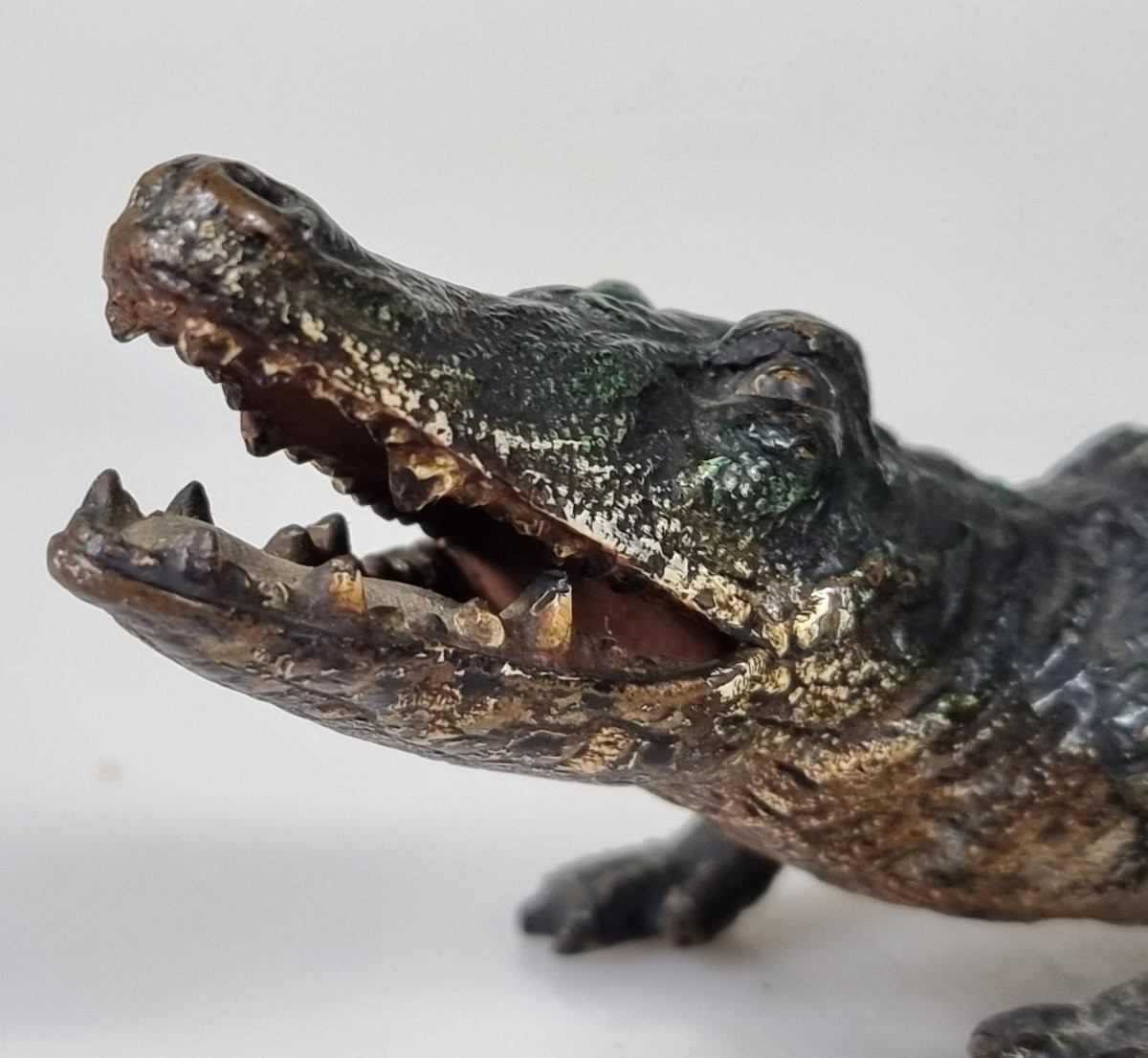 Alligator En Bronze De Vienne, Près De 23 Cm Autriche, XIXᵉ Siècle, Peinture à Froid-photo-8