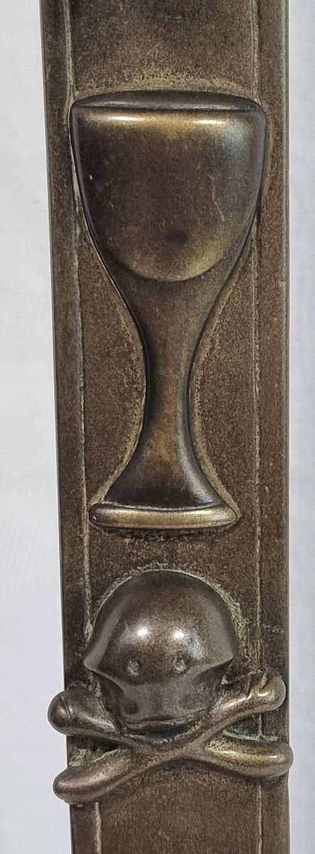 Crucifix En Bronze – 59,5 Cm De Haut – Avec Christ En Croix, Calice Et Crâne Ave-photo-2