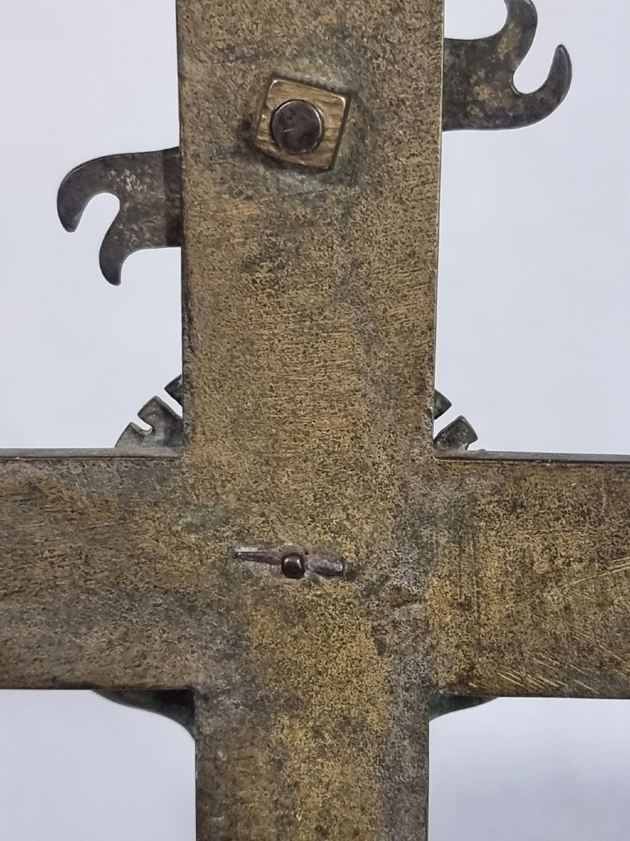 Crucifix En Bronze – 59,5 Cm De Haut – Avec Christ En Croix, Calice Et Crâne Ave-photo-3