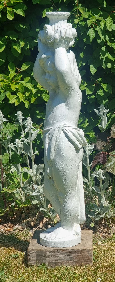 Antique French Cast Iron Statue – Cherub 75 Cm High-photo-4