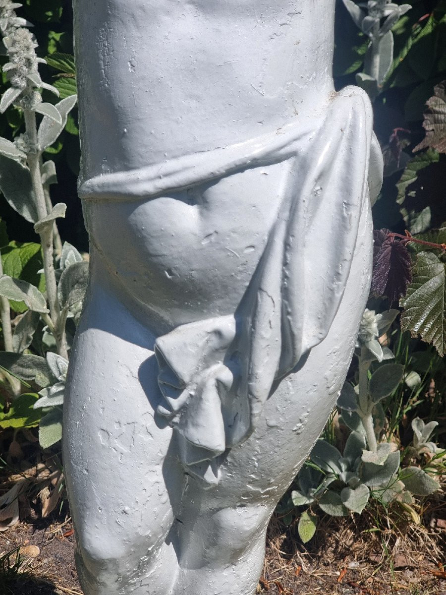 Antique French Cast Iron Statue – Cherub 75 Cm High-photo-2