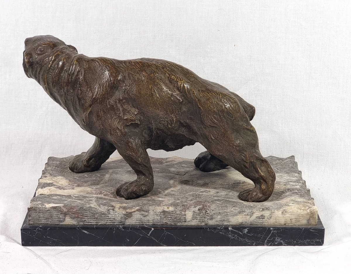 Animalier Art Deco Ours Polaire En Bronze Belge Signé Sylvain Norga – Antiques-photo-2