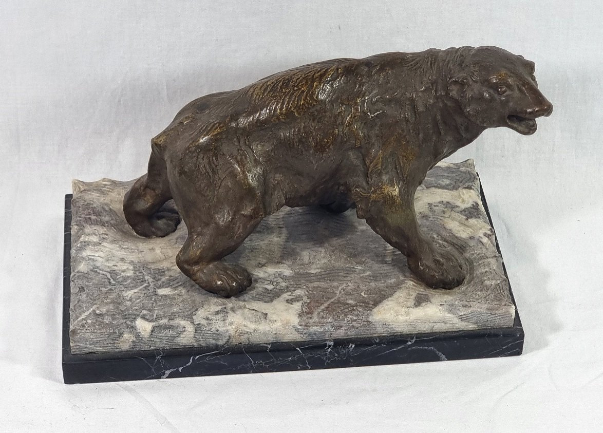 Animalier Art Deco Ours Polaire En Bronze Belge Signé Sylvain Norga – Antiques-photo-7