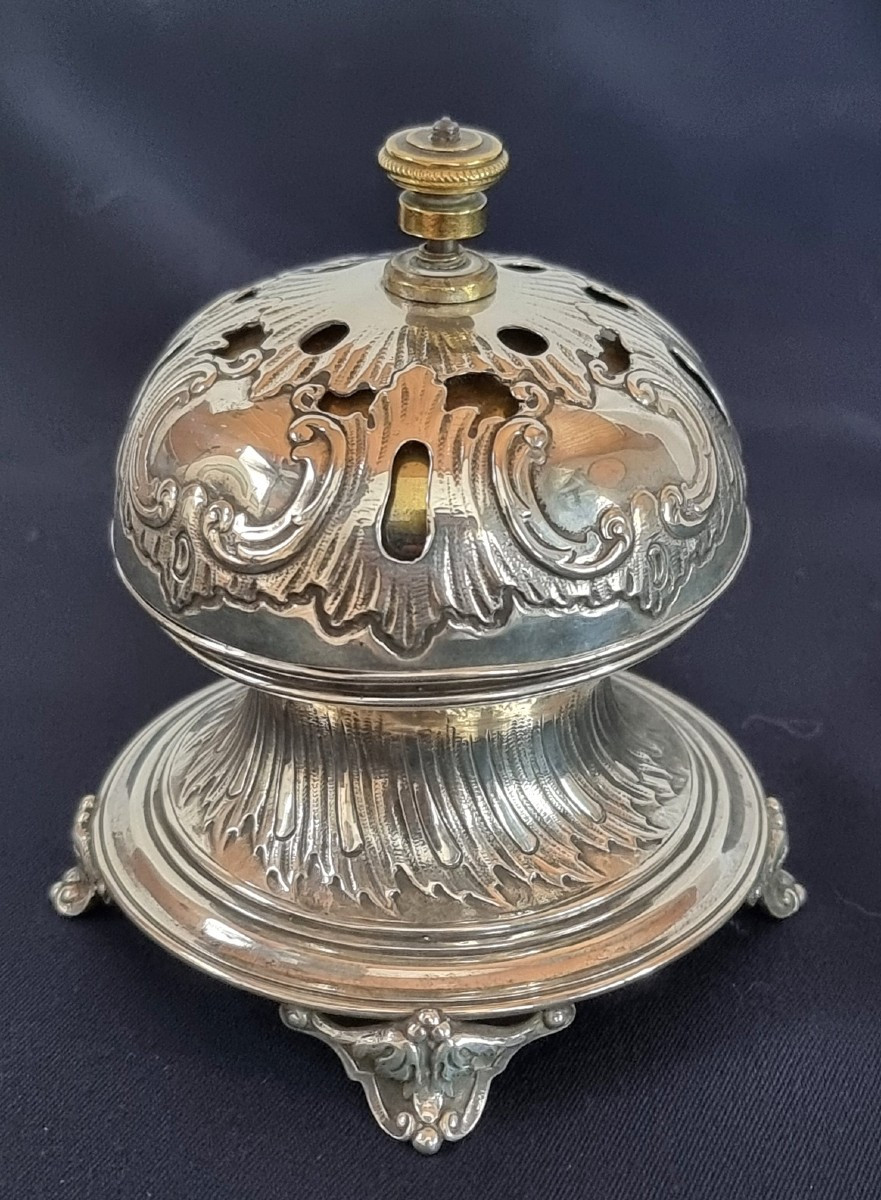 French Silver Table Bell, Marked Fray Fils Paris, 1875–1891