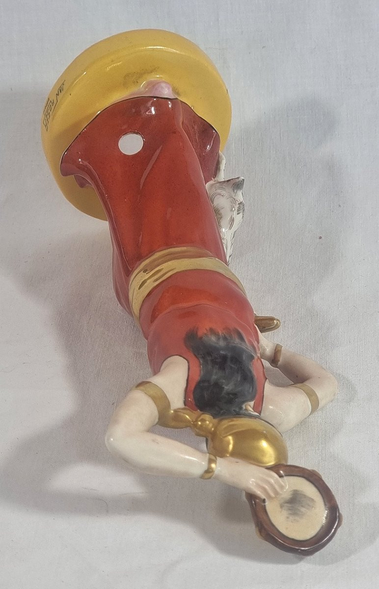 Art Deco Porcelain Fragrance Lamp - Exotic Dancer With Leaping Goat, Erotic Scene-photo-5