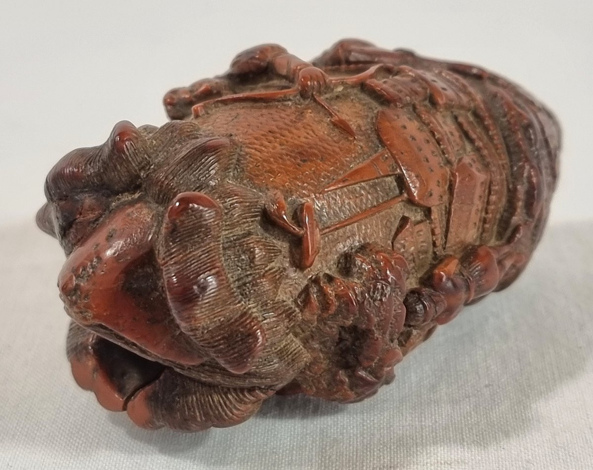 Finely Carved Coconut Snuff Bottle – William Tell Crossbowman – Early 19th Century-photo-1