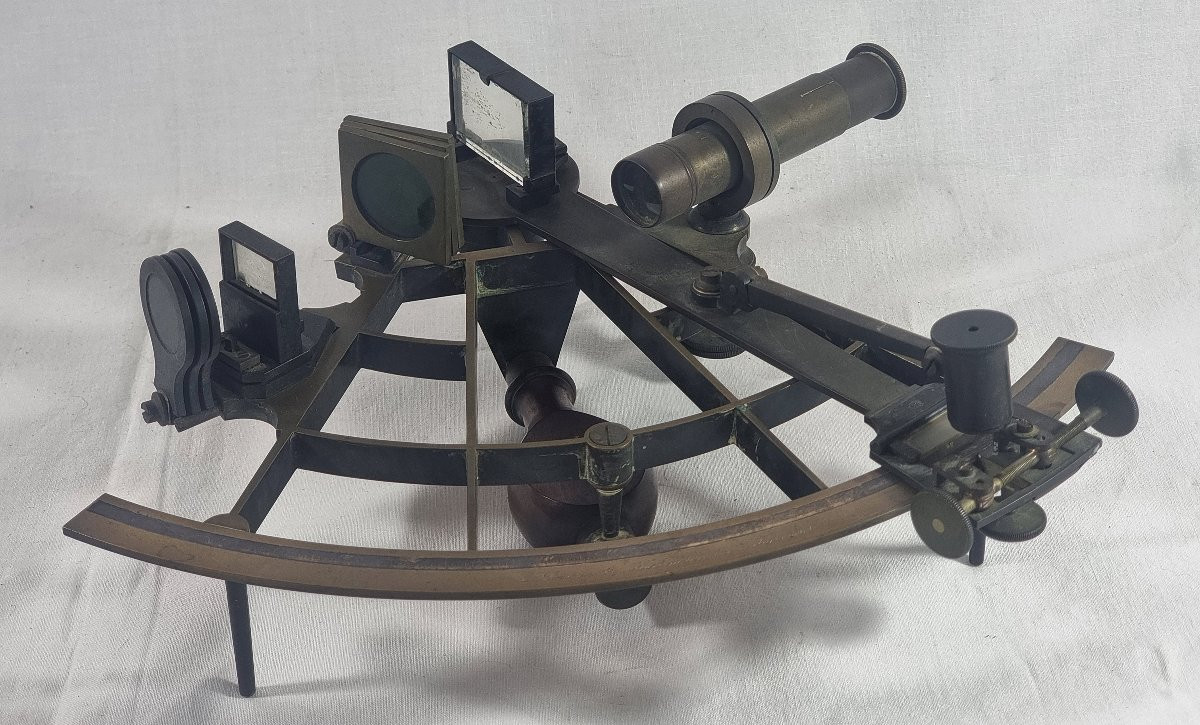 Antique French Sextant Signed E. Lorieux, Hurlimann Paris No. 391 1850-1890-photo-2