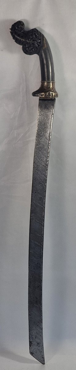 Antique Pendang Saber With Damascus Blade And Buffalo Horn Handle -photo-8
