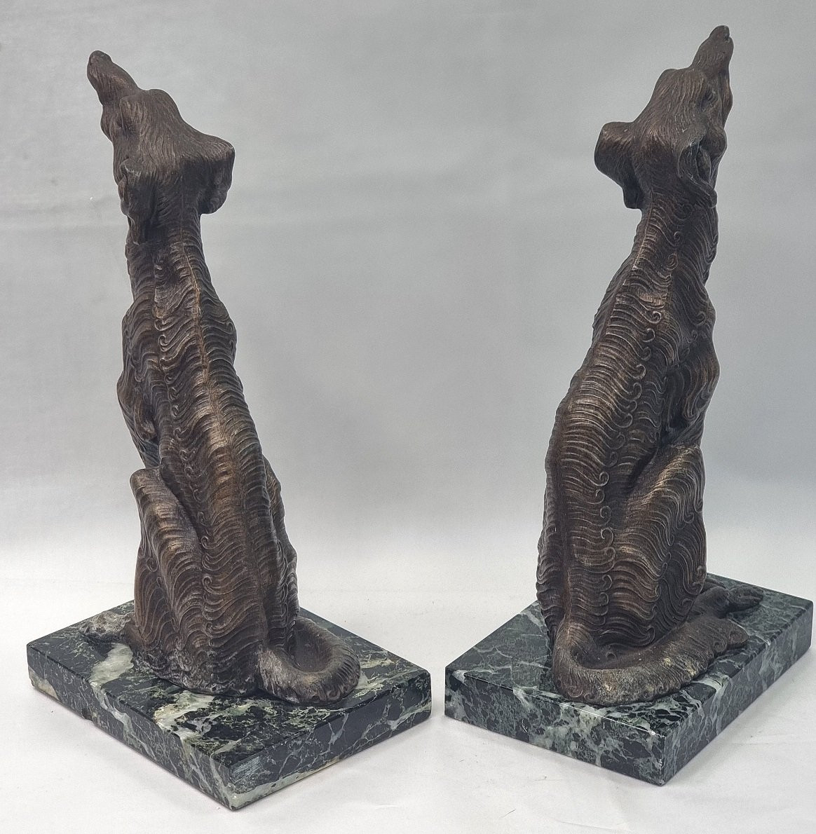 French Art Deco Bookends By Jacques Limousin Pair Of Borzoi Dogs 1920s-photo-3