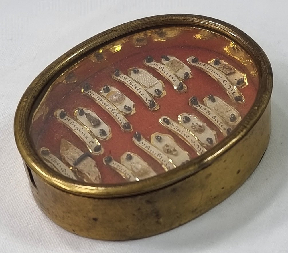 Antique Reliquaries 10 Relics Papal Wax Seal French Saint Firmin, Saint Anne Etc Etc-photo-2