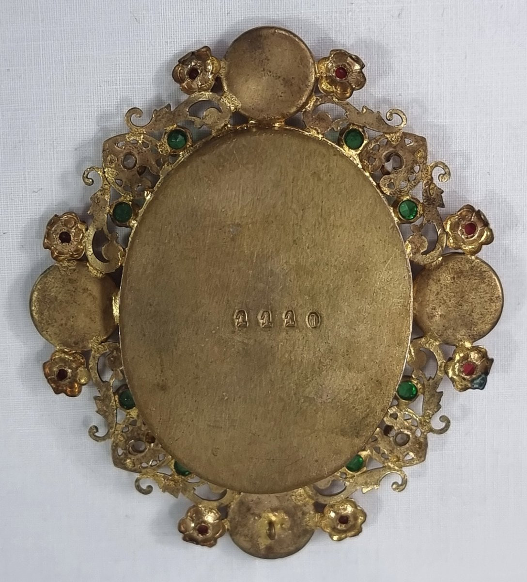 Reliquaires antiques 3 reliques Sceau de cire papal et bijoux en strass Français S.F. de Sales-photo-3