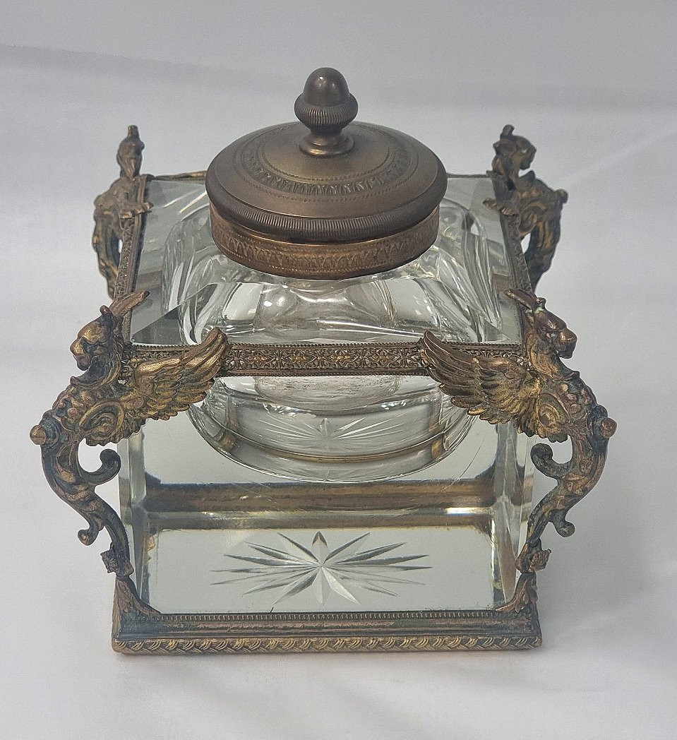 Encrier français Napoléon III Baccarat-photo-1