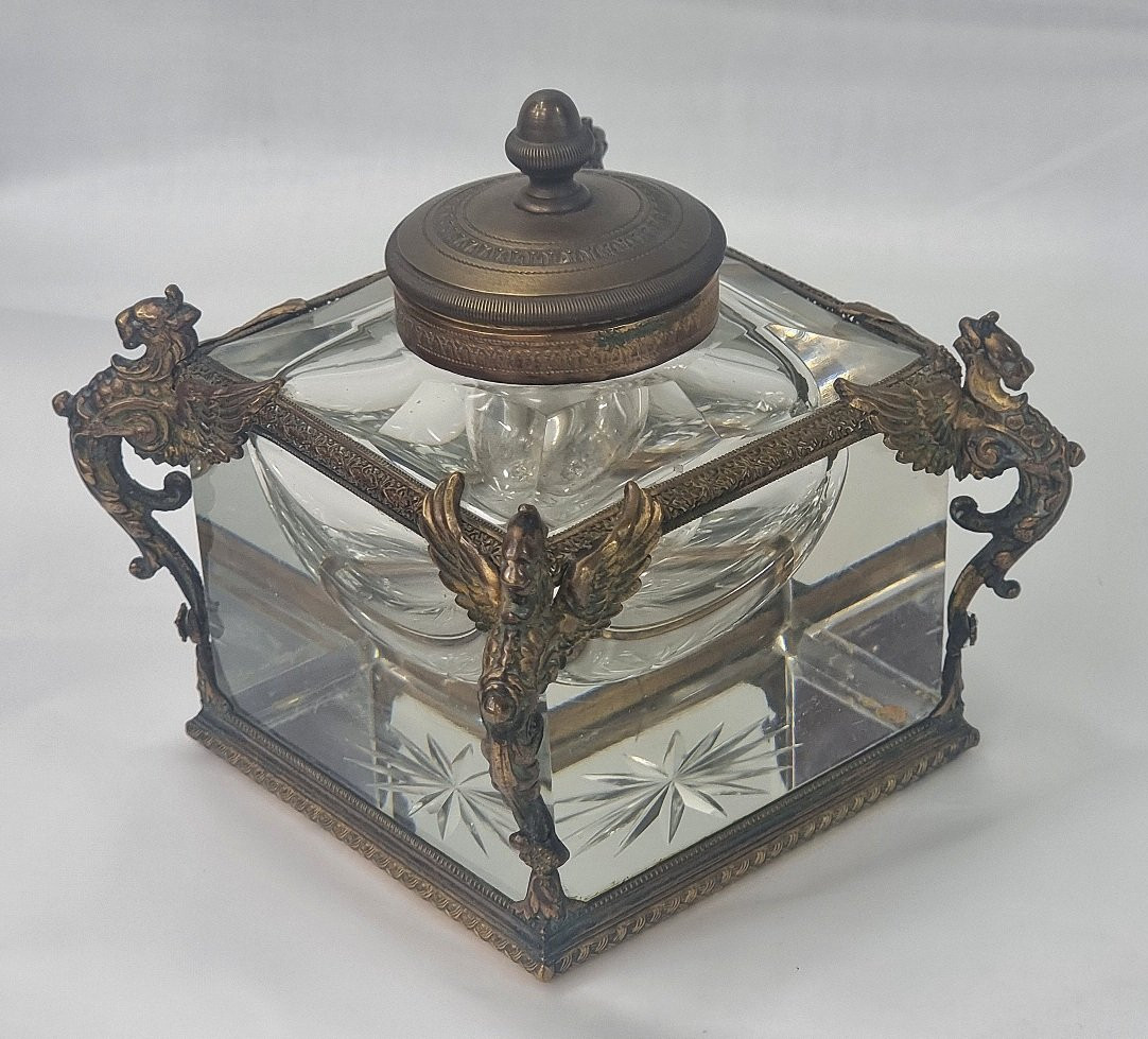Encrier français Napoléon III Baccarat-photo-5
