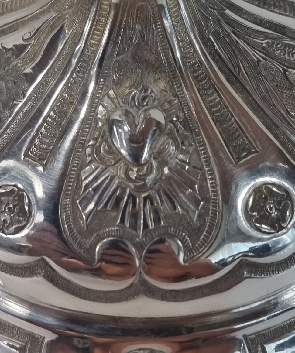 Calice d'église catholique italienne de 27,8 cm avec patène en argent sterling 900/100 vermeil -photo-4