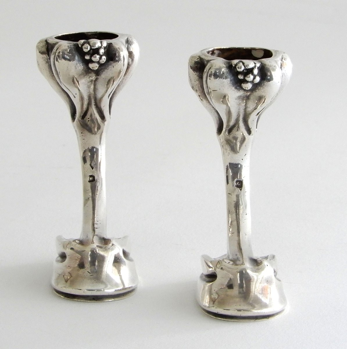 Set Of 2 Art Nouveau Silver Candlesticks “crocus” By Eugène Lefebvre-photo-4