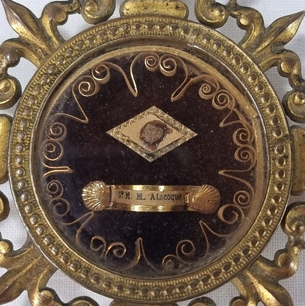 Croix relique française du XIXe siècle de sainte M.M. Alacoque-photo-2