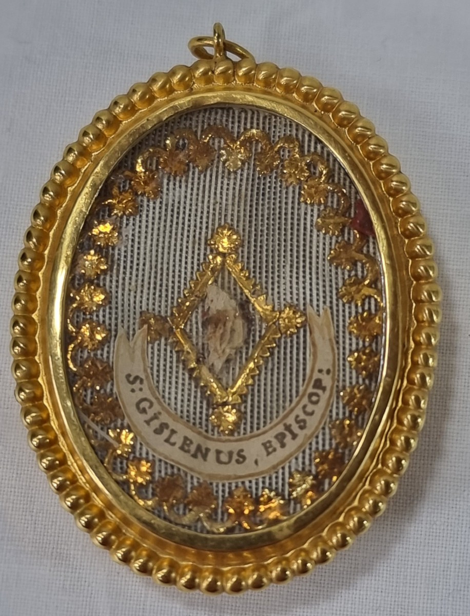 Antique Copper Relic Of Saint Gislene