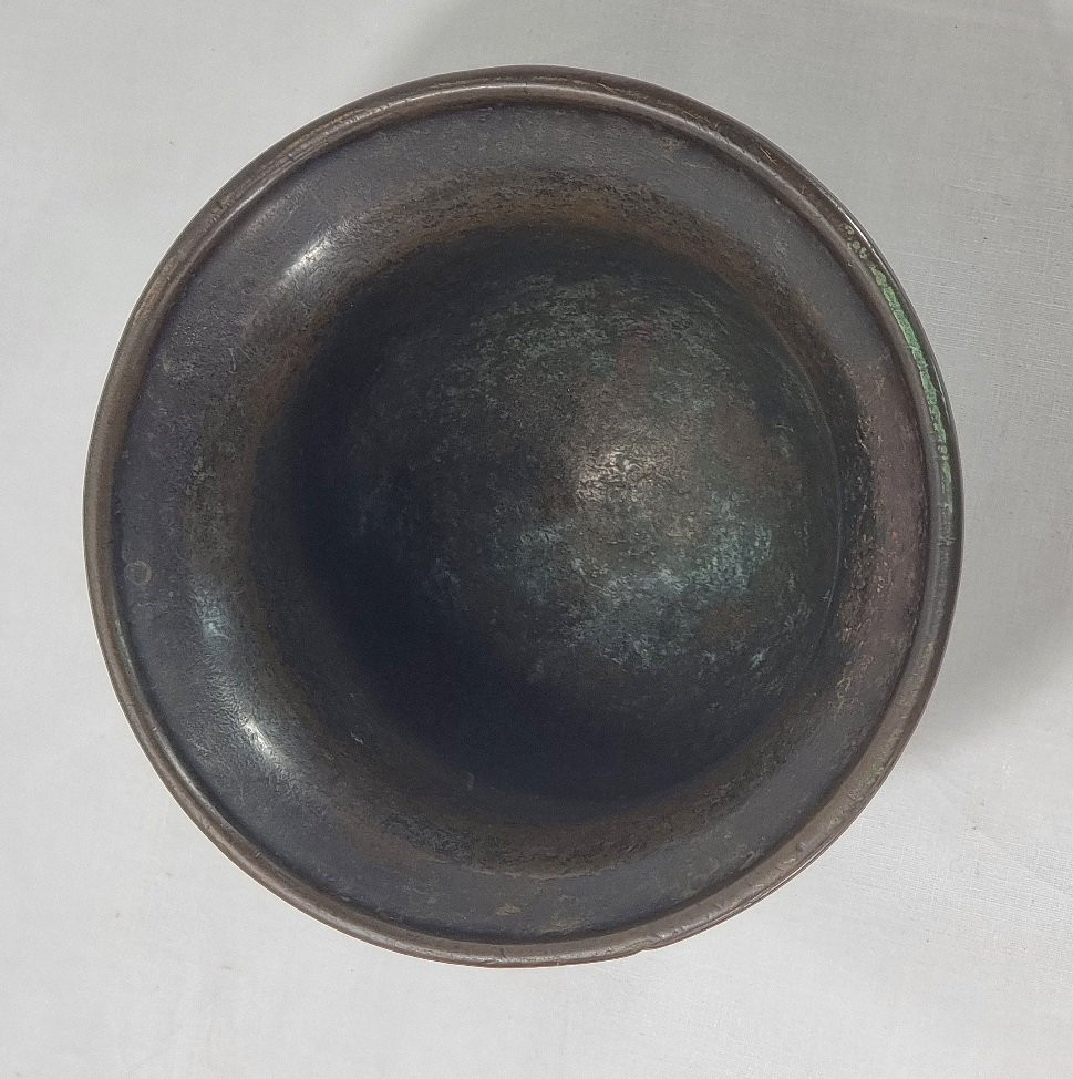  Antique Spanish Bronze Mortar From The 16th-17th Century With Saint Christopher-photo-1
