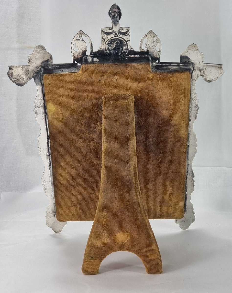 Miroir antique en argent sterling hollandais du XIXe siècle, décoré de scènes bibliques-photo-4