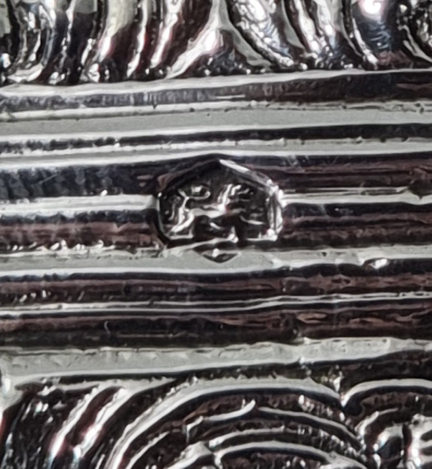 Miroir antique en argent sterling hollandais du XIXe siècle, décoré de scènes bibliques-photo-3
