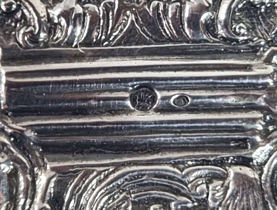 Miroir antique en argent sterling hollandais du XIXe siècle, décoré de scènes bibliques-photo-4