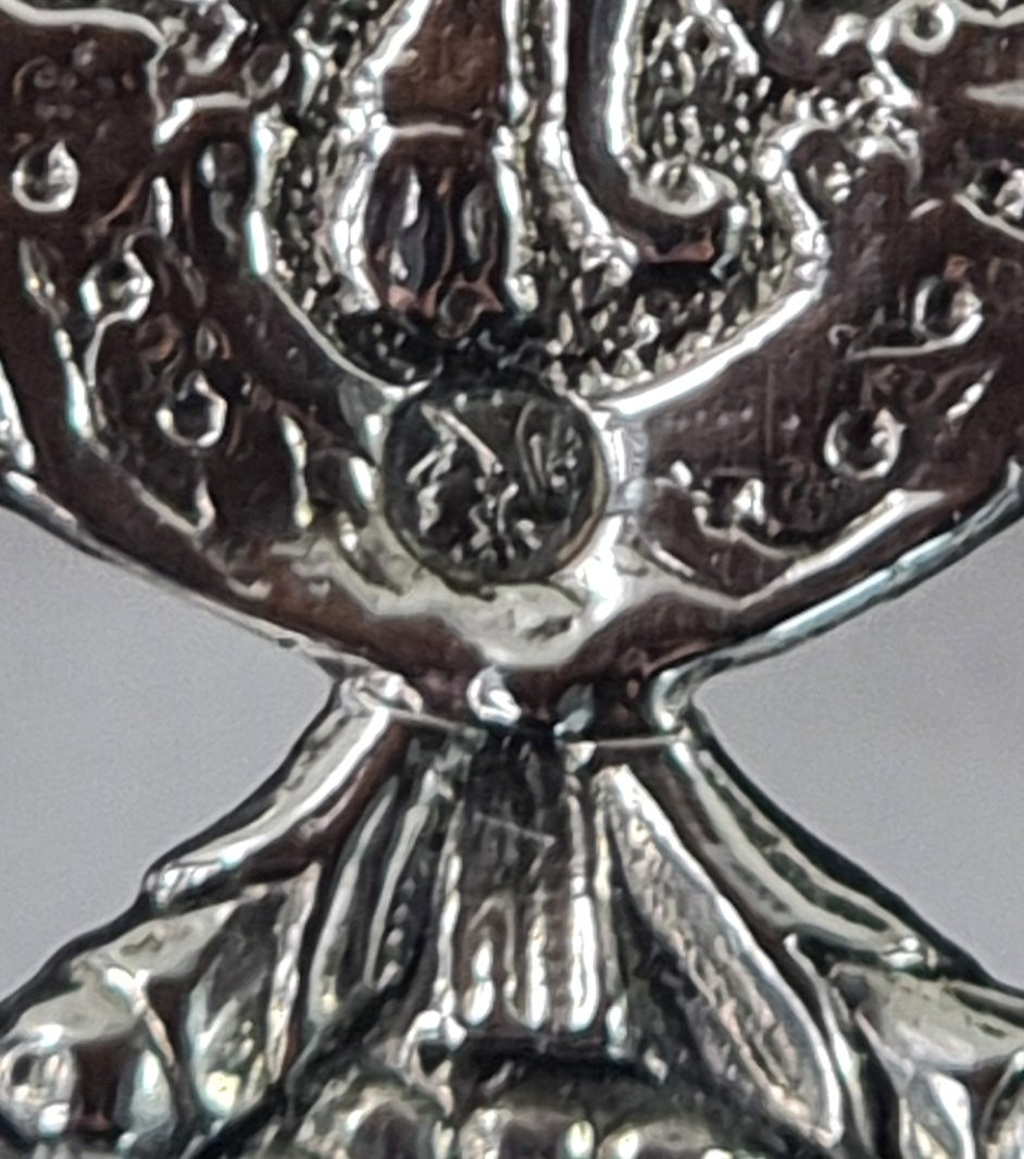 Miroir antique en argent sterling hollandais du XIXe siècle, décoré de scènes bibliques-photo-5