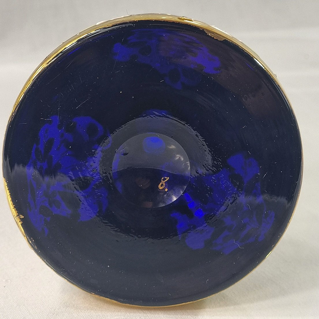 19th-century Moser Vase, Blue With Gold And Floral Decorations-photo-3