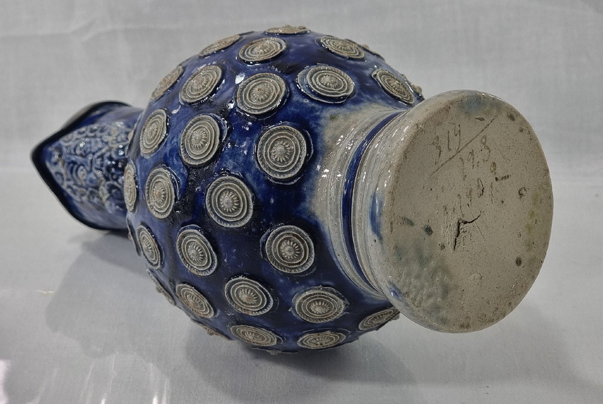 17th-century Stoneware Pitcher From Westerwald – With A Pewter Lid-photo-4