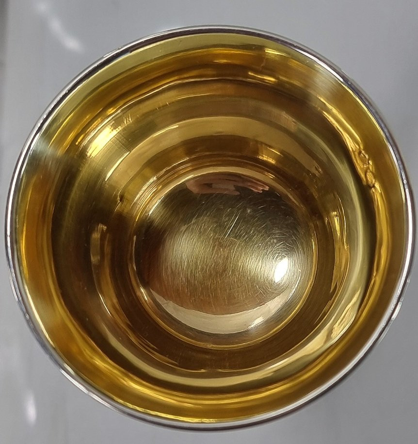 Antique French Chalice, 26 Cm, In Solid 950/1000 Silver (vermeil), Gothic Style, Paten-photo-4