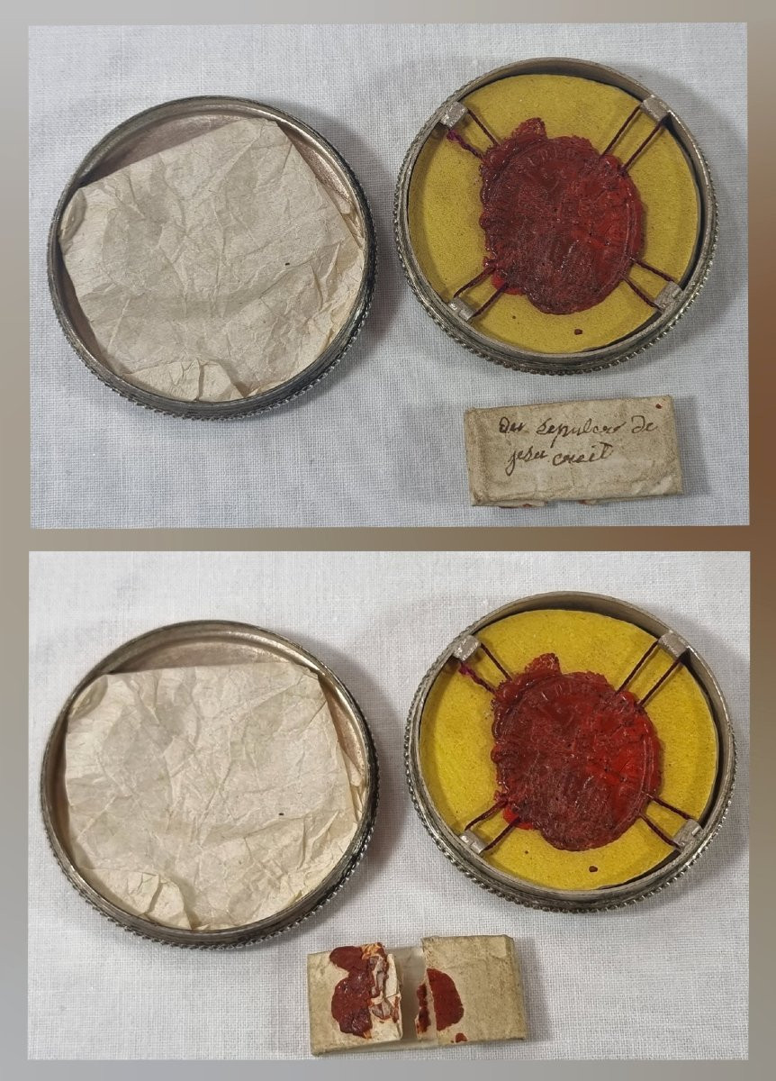 Reliquaire néo-gothique français ancien relique de première classe de la Vraie Croix-photo-3