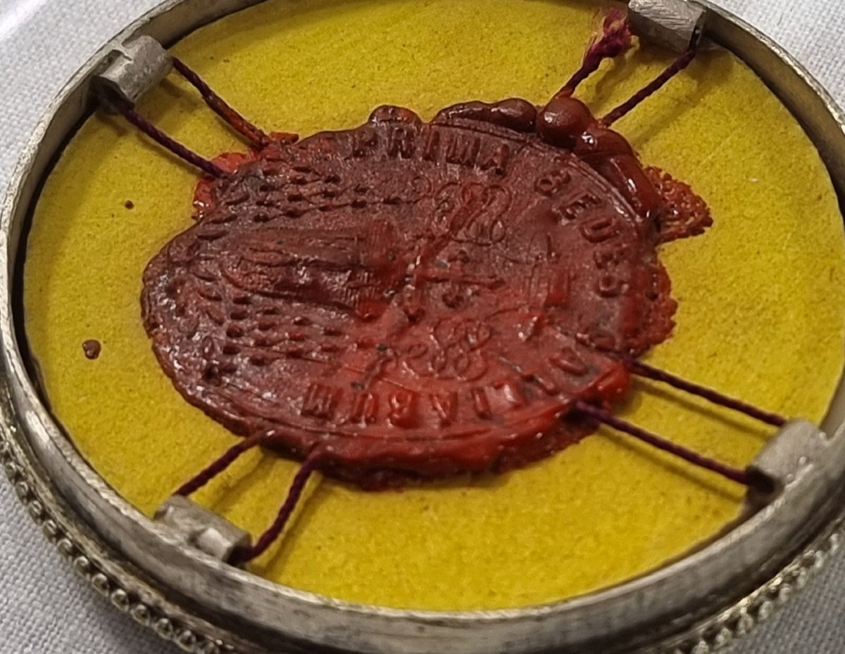 Reliquaire néo-gothique français ancien relique de première classe de la Vraie Croix-photo-7