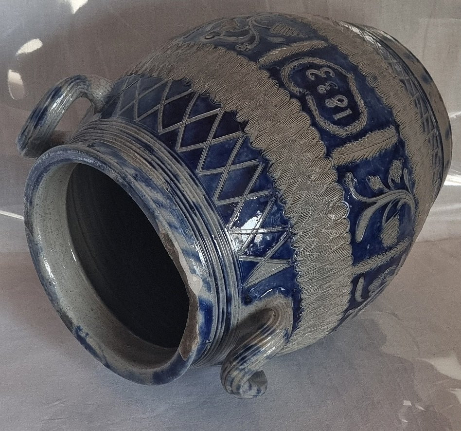 Westerwald Stoneware Wedding Pitcher, Early 19th Century – Dated 1833-photo-2