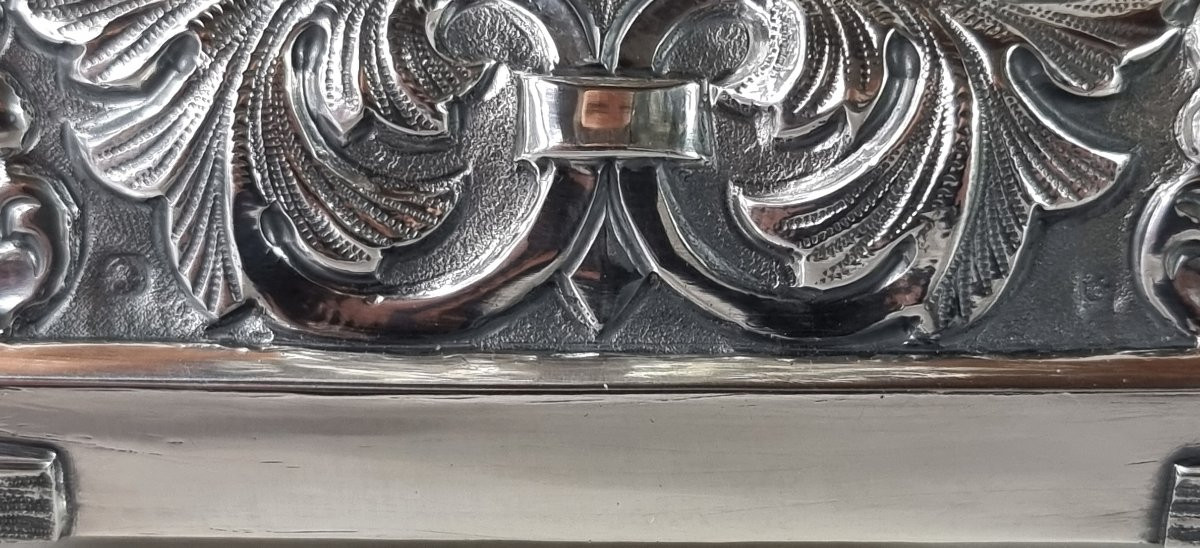 French Baroque Silver Monstrance, Decorated With Sunbeams And Angels' Heads, 56 Cm, 1850-photo-6