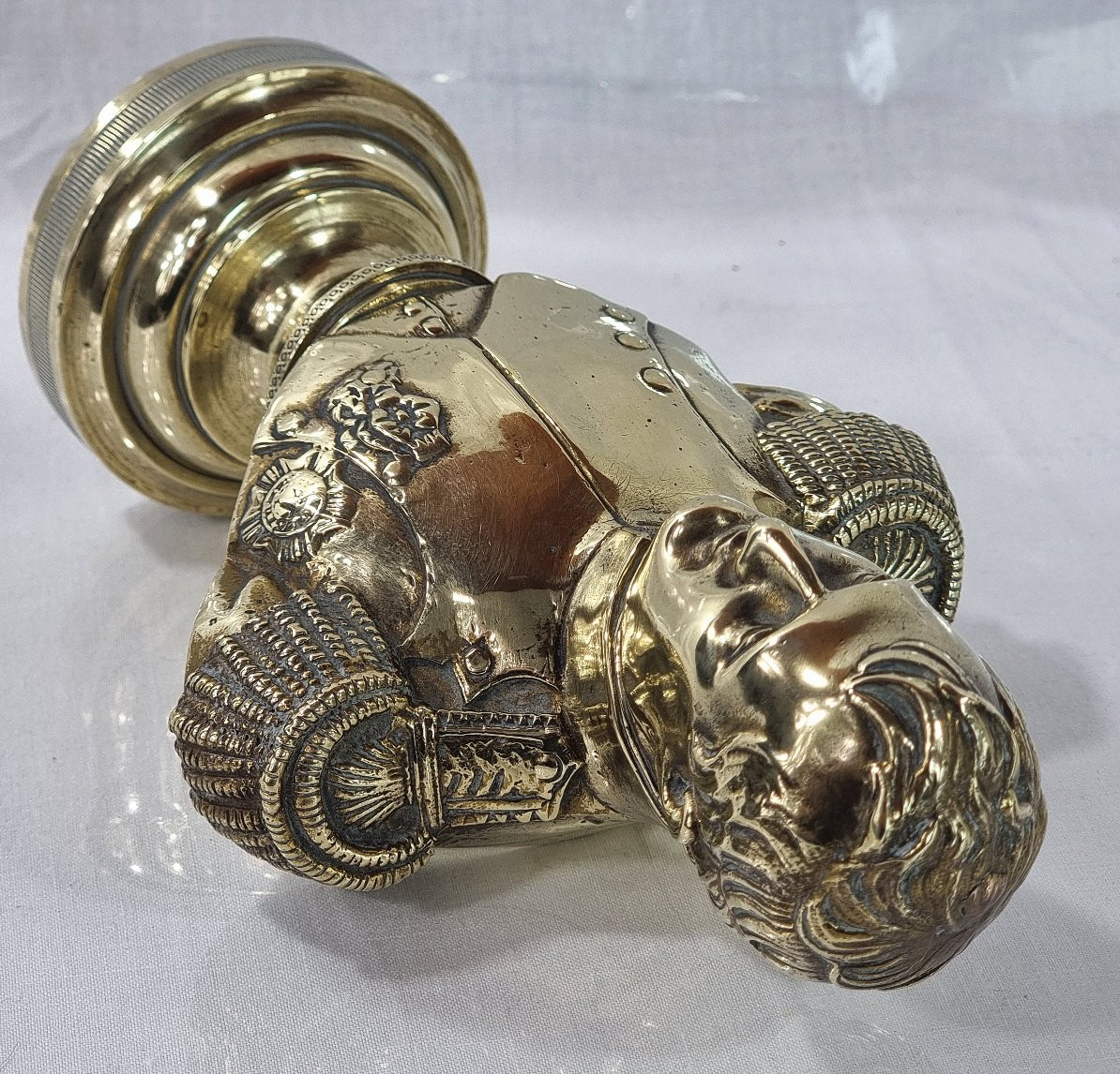 Bust Of Napoleon Bonaparte In Yellow Copper, Late 19th Century-photo-2