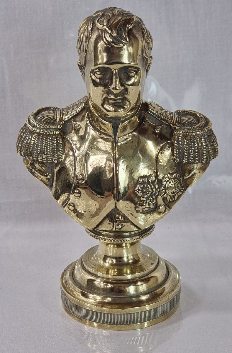 Bust Of Napoleon Bonaparte In Yellow Copper, Late 19th Century