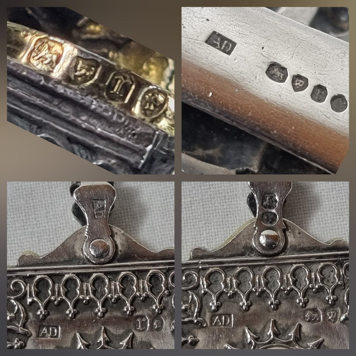 Châtelaine victorienne ancienne en argent massif, 1872-photo-3