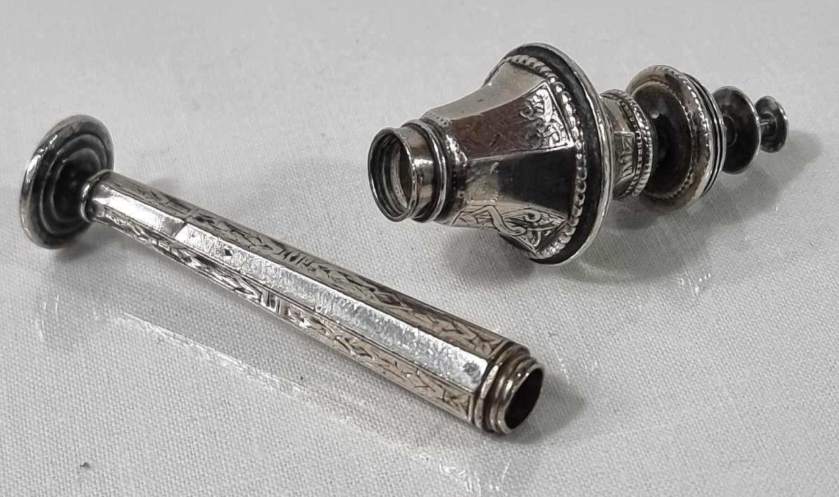 Compendium à couture en argent allemand ancien, en trois parties, 1750-1800-photo-1