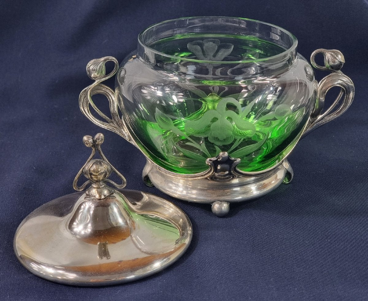 Silver-plated Art Nouveau Candy Dish/biscuit Tin By Wmf, 1900-photo-5