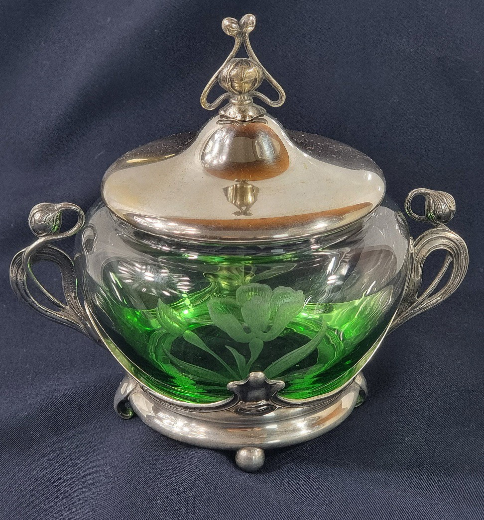 Silver-plated Art Nouveau Candy Dish/biscuit Tin By Wmf, 1900