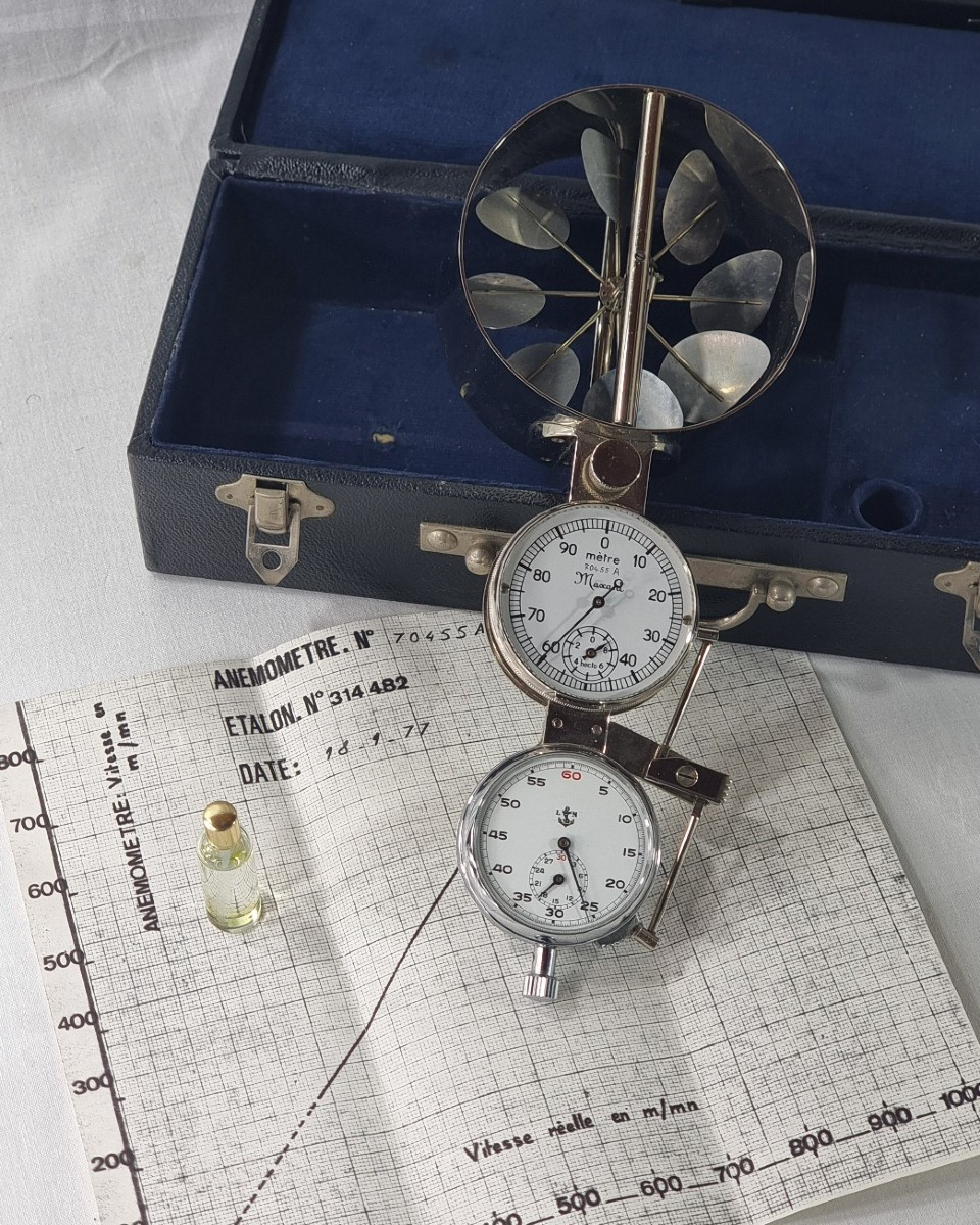 Vintage French Mag Anemometer – Marine Approved (ln/lm Anchor) French Mechanical Anemometer