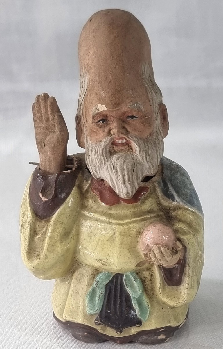 Asian Ceramic Buddha/immortal Deity Statuette