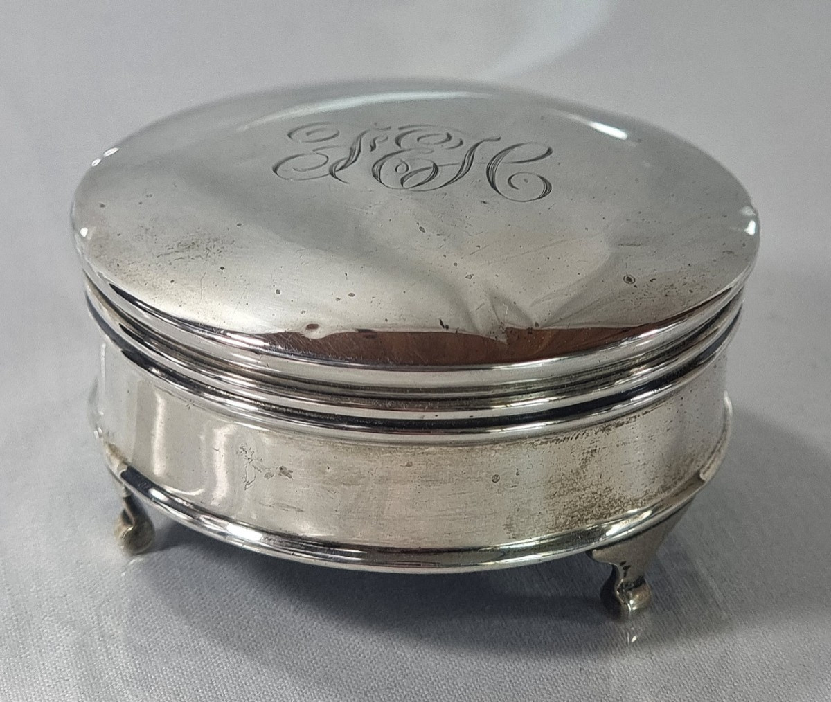 English Solid Silver Jewelry Box, Deacon & Francis, 1922