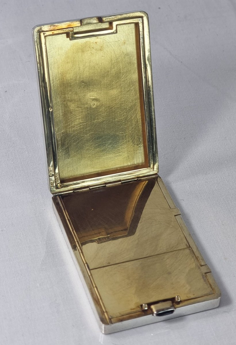 Poudrier Art Déco français ancien en argent, signé YAF-photo-3