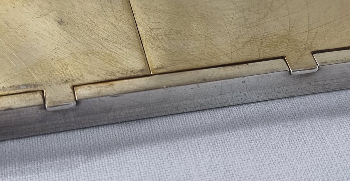 Poudrier Art Déco français ancien en argent, signé YAF-photo-2