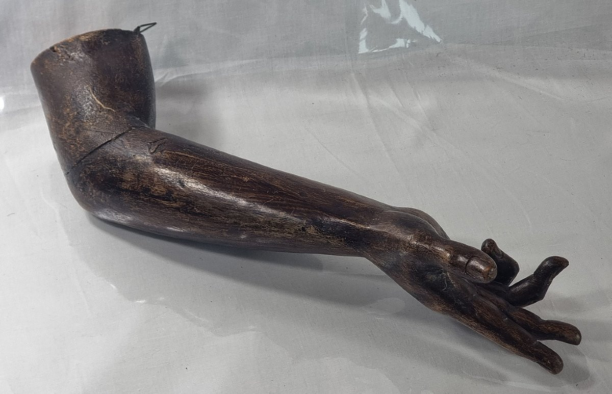 Maquette en bois vintage d'un bras « Le bras de Dieu et la Création d'Adam »-photo-2