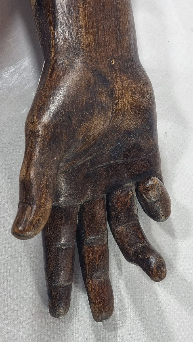 Maquette en bois vintage d'un bras « Le bras de Dieu et la Création d'Adam »-photo-4