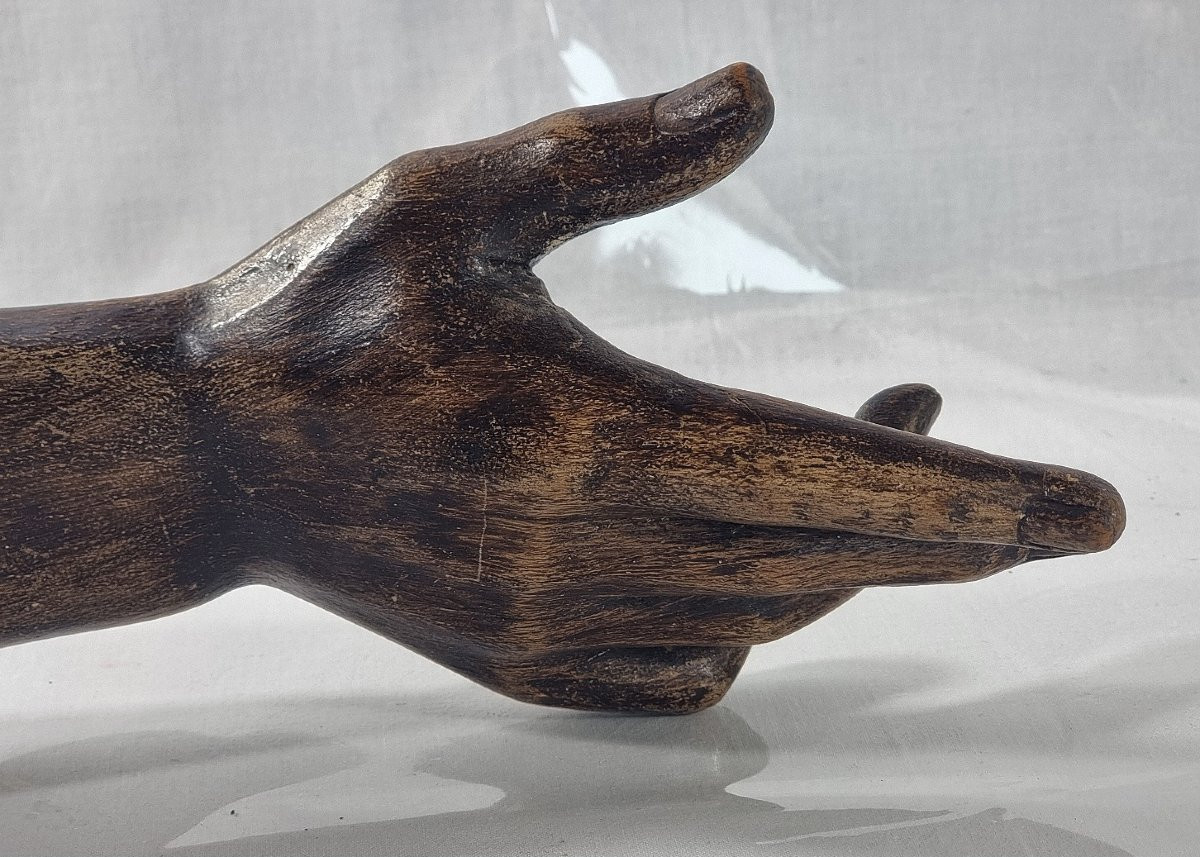 Maquette en bois vintage d'un bras « Le bras de Dieu et la Création d'Adam »-photo-1