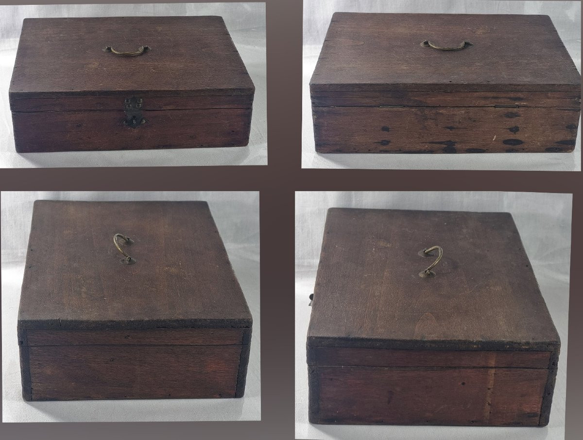 Coffret ancien en bois contenant un ensemble de 12 verres pour saignée, XIXe siècle-photo-2